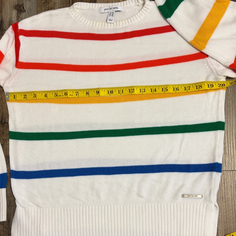 Peace Love World Striped Lightweight Sweater Size XXS - Picture 4 of 6